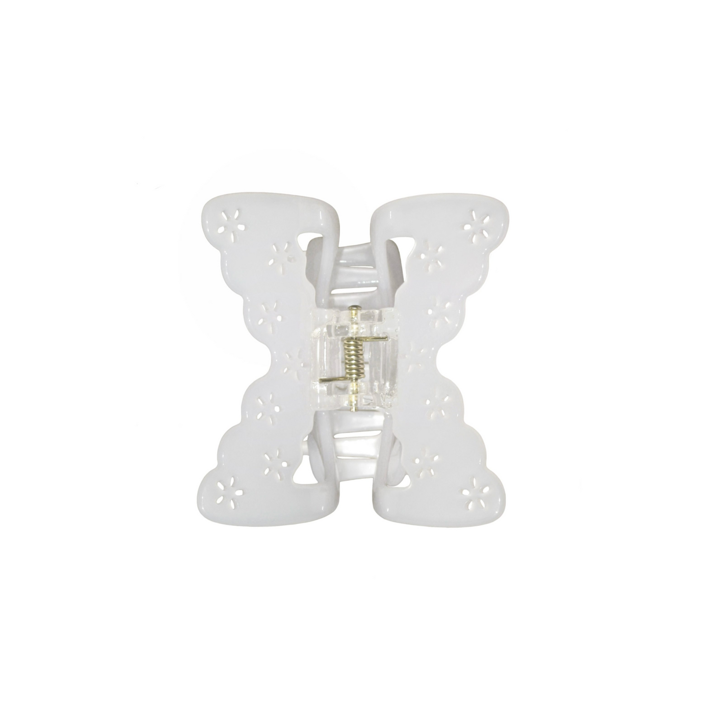 White butterfly-shaped hair claw clip on a white background