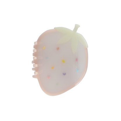 rainbow color strawberry hair claw clip in white background