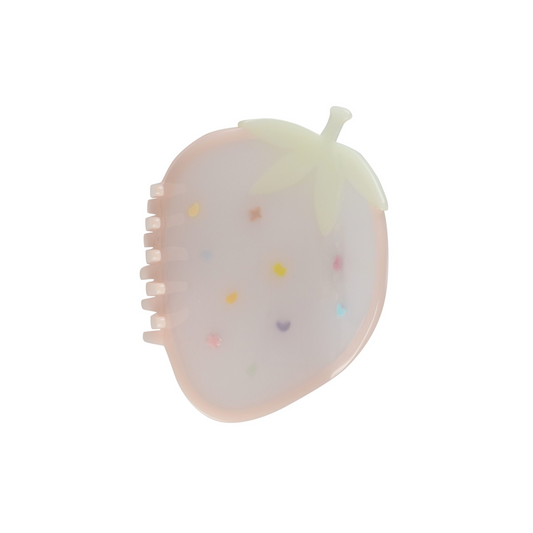 rainbow color strawberry hair claw clip in white background