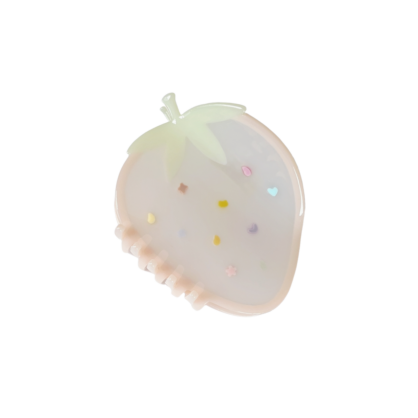 Strawberry shaped hair claw clip on a white background