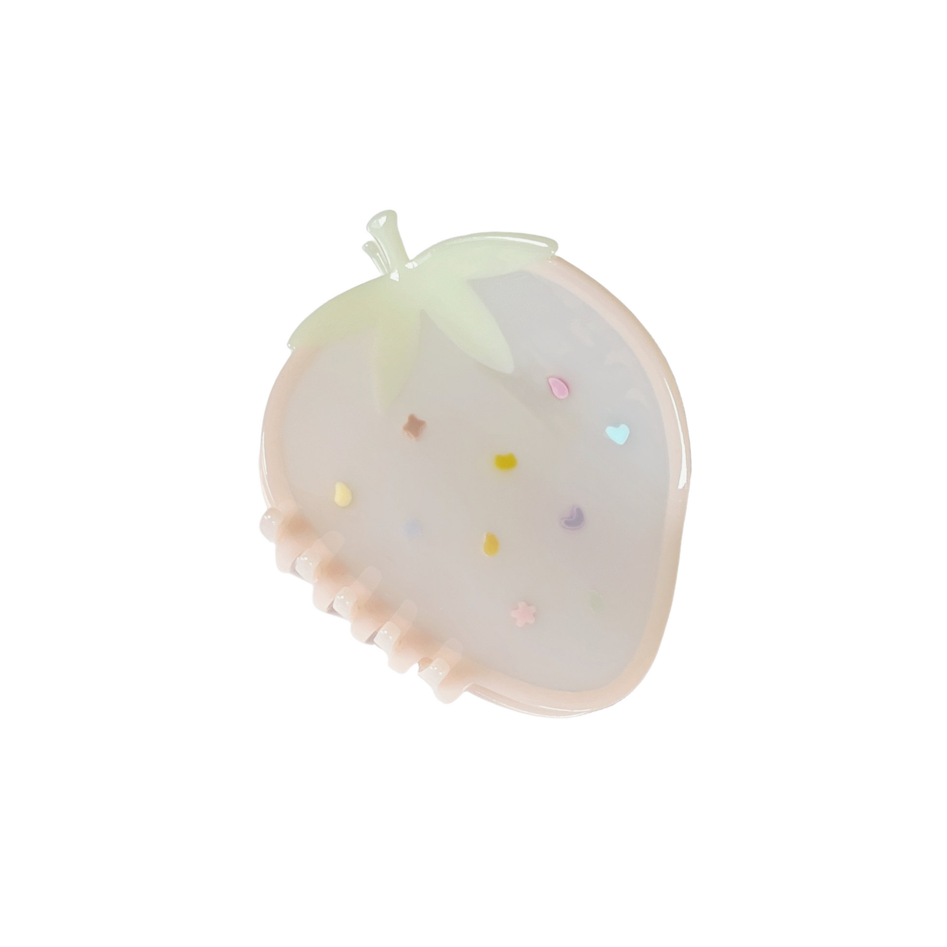 Strawberry shaped hair claw clip on a white background