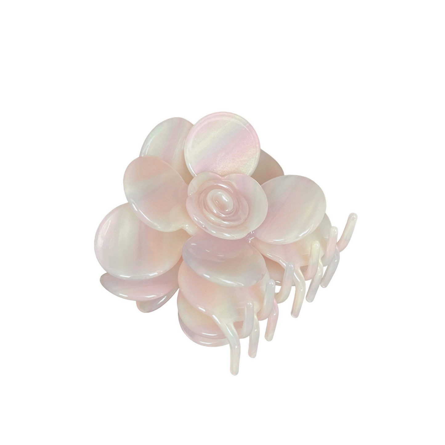 Yellow Pink flower hair clip on a white background